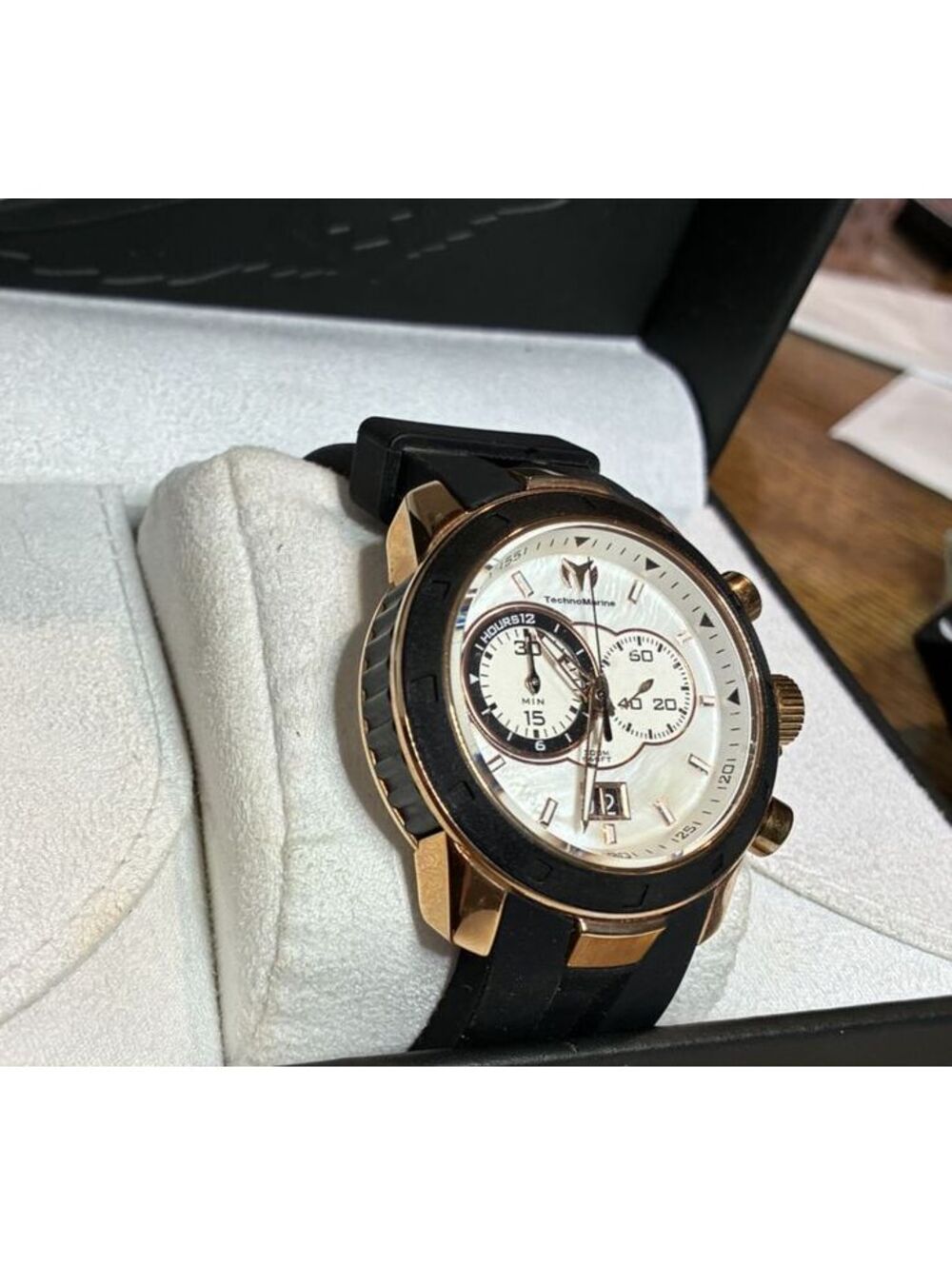 Techno Marine UF6 TM-615011 Men's Watch Black Silicone Strap & Rose Gold-tone